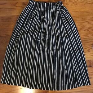 J. Crew midi skirt in navy and white stripes!